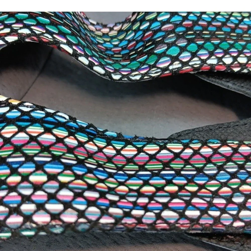 Trotters Sandals Women 11M Black Multi‎ Color Mesh Slingback T17C9-095